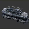 Metallic Tank Train Car With Top Platform Ladder And Red Signal Lights