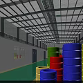 Hardware Tools Storage in Large Warehouse with Colorful Coils on Wooden Pallets