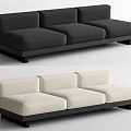 Modern Black and Beige Three Seater Sofa Minimalist Interior Design 3d model