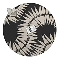 Black And White Round Rug With Leaf Pattern And Decorative Box Sculpture 3d model