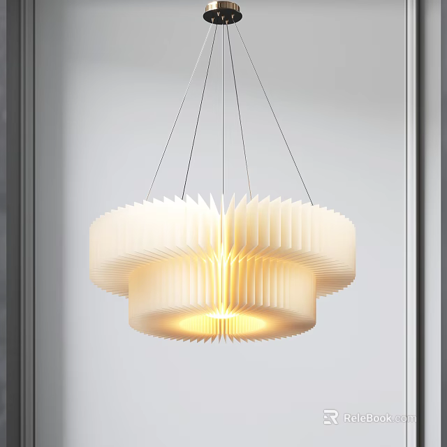 Modern White Layered Origami Inspired Pendant Light with Soft Glowing Illumination and Contemporary Design 3d model 