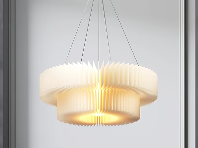 Modern White Layered Origami Inspired Pendant Light with Soft Glowing Illumination and Contemporary Design 3d model