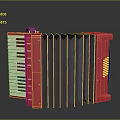 Red Accordion Musical Instrument With Piano Keyboard And Black Bellows