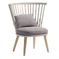 Modern Dining Chair With Slatted Backrest Upholstered Seat And Wooden Frame