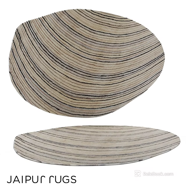 Square Rug with Striped Pattern Beige and Dark Lines Modern Home Decoration 3d model 