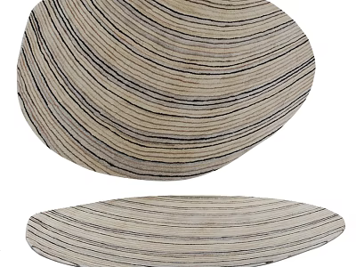 Square Rug with Striped Pattern Beige and Dark Lines Modern Home Decoration 3d model