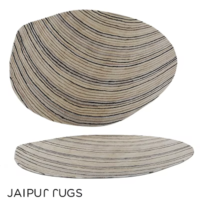 Square Rug with Striped Pattern Beige and Dark Lines Modern Home Decoration 3d model