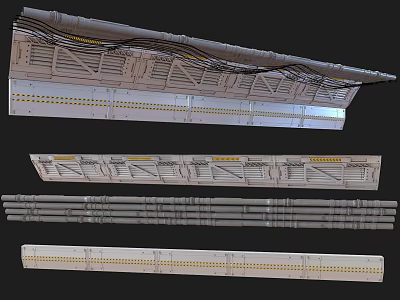 Structural Engineering Components with Metal Frames Pipes and Construction Panels 3d model