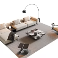 Modern Sectional Sofa Coffee Table Set With Fabric Upholstery Floor Lamp Accent Chair And Rug