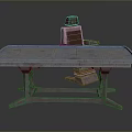 Modern Office Desk With Wooden Surface And Sturdy Metal Legs Chair Included Design