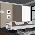 Modern Living Room Sofa Combination Coffee Table Carpet Floor Lamp 3d model