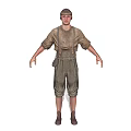 Realistic 3D Human Character Wearing Work Clothes And Hat In White Background 3d model
