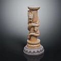 Ancient Carved Dragon Pillar With Mythical Creature Details And Ornate Base
