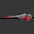Futuristic Triangular Aircraft Model With Red Black Gray Geometric Patterns And Detailed Design 3d model