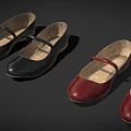 Classic Leather Mary Jane Shoes in Black Brown and Red