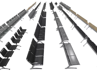 Various Types of Stackable Metal Public Chairs for Public Spaces Arrangement 3d model