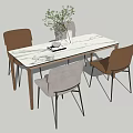 Modern Dining Table and Chair Combination Dining Table and Chair 3d model