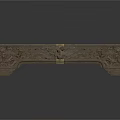 Traditional Wooden Decorative Storage Box With Carved Patterns Brass Accents And Supporting Legs