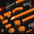 Various Blue Plumbing Pipes And Fittings With Plastic Tubes Metal Valves And Connectors