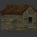 Rustic Wooden Cabin With Weathered Exterior Rusty Red Metal Roof And Porch
