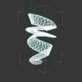 Colorful Spiral Sculpture with Geometric Lattice Design on Black Background
