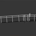L Shaped Scene Component Platform With Silver Metal Railings Gray Surface And Reflective Base 3d model