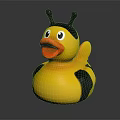 Yellow Rubber Duck Toy With Bee Antennae And Black Wings