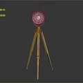 Vintage Wooden Tripod Spotlight With Metal Head And Industrial Design