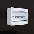 White Electrical Distribution Box With Transparent Cover And Circuit Breakers