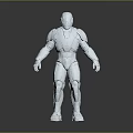 Shiny Silver Armored Game and Movie Character With Full Body Metallic Armor Standing Pose