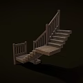 Wooden Staircase With Railings And L Shaped Design For Modern Interior