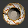 Elegant Porcelain Teacup With Saucer Gold Rim Colorful Patterns And Decorative Handle