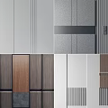 Modern Various Background Wall Panels Featuring Wooden Gray White Striped Textured Designs 3d model