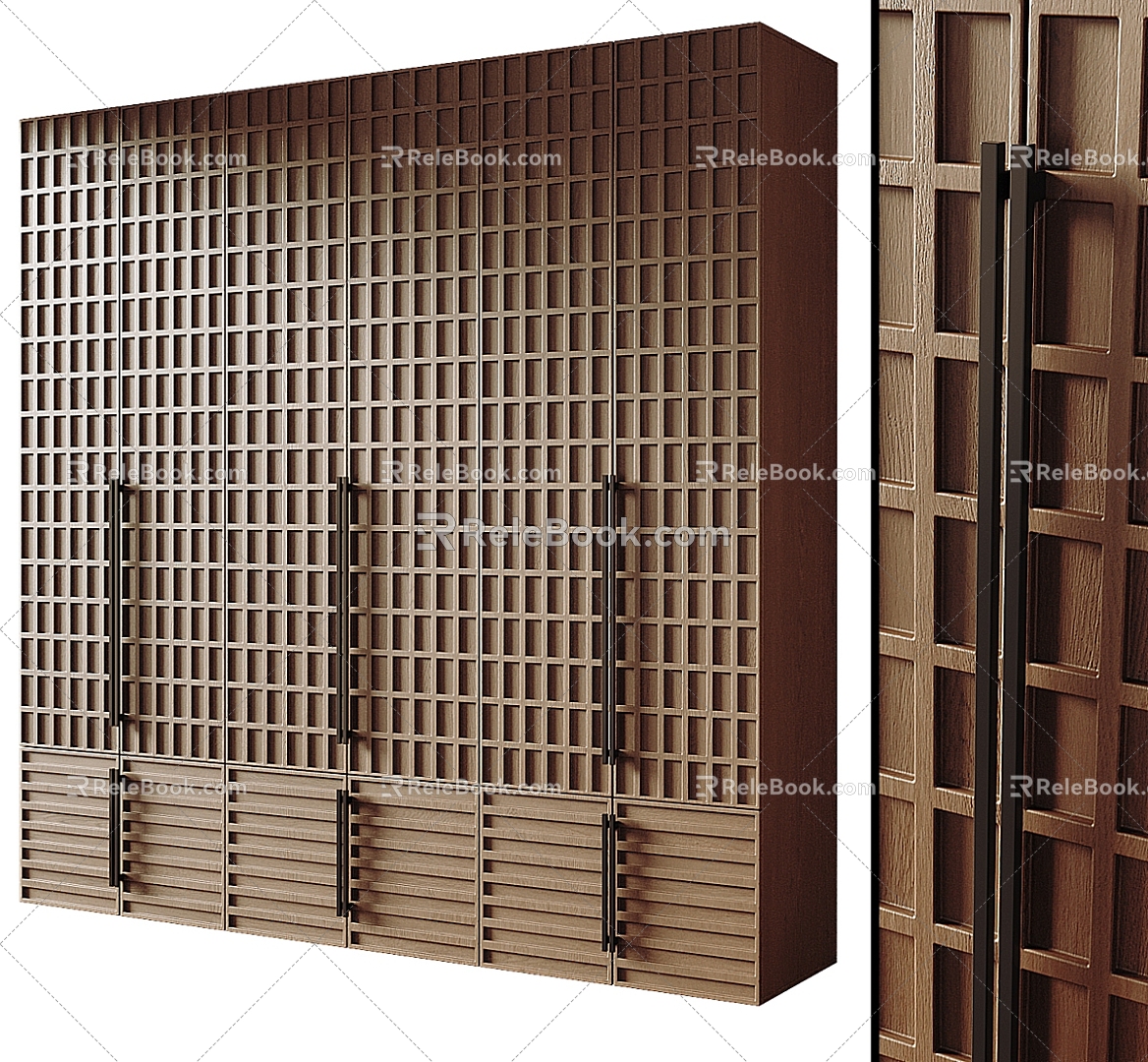 Silent solid wood wardrobe 3d model