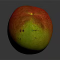 Fresh Ripe Mango with Red and Green Skin on Dark Reflective Background