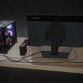 Gaming PC Setup With RGB Lighting Transparent Case Backlit Keyboard Monitor Speakers And Mouse Pad
