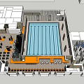 Sports Fitness Center Architectural Layout With Swimming Pool And Seating Areas