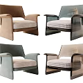 Modern Accent Chair With Fabric Upholstery In Brown Grey Beige Armrest Design For Living Room