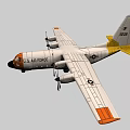 U.S. Air Force Passenger Plane Featuring Four Propellers White Orange And Yellow Tail Design