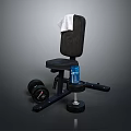 Black Fitness Exercise Bench With White Towel Black Dumbbells And Blue Water Bottle
