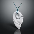 White Spiral Leaf Shaped Pendant With Blue Cord Clothing Fashion Accessory