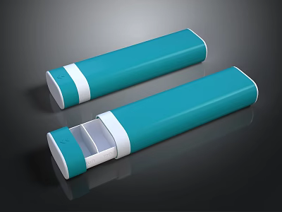 Teal Daily Life Storage Containers With White Trim And Transparent Window Design 3d model