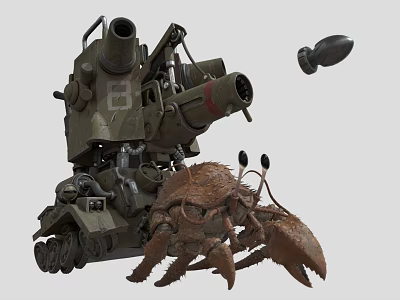 Creative Crab Inspired Tank With Number 8 Cannons And Projectile Design 3d model