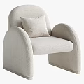 Modern Beige Fabric Single Sofa With Curved Arms And Accent Pillow