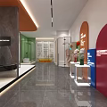 Modern Luxury Bathroom Showroom With Bathtub Shower Enclosure And Display Cabinets