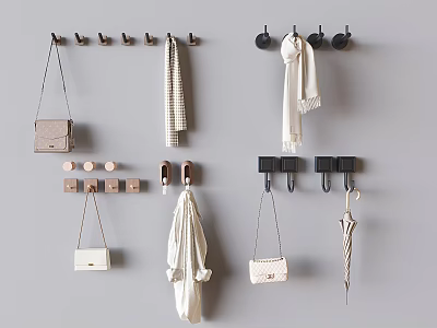 Wall Mounted Multi Functional Hooks For Bags Coats Scarves And Umbrellas 3d model