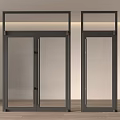 Modern Glass Double Doors With Black Frame In Contemporary Interior Space