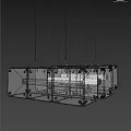 Modern Rectangular Pendant Light With Clear Glass And Gold Metal Accents 3d model