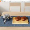Stainless Steel Pot And Wooden Cutting Board With Fresh Baked Bread