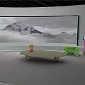 Minimalist Light Gray Living Room Design With Panoramic Snow Mountain View And Stylish Comfortable Furniture